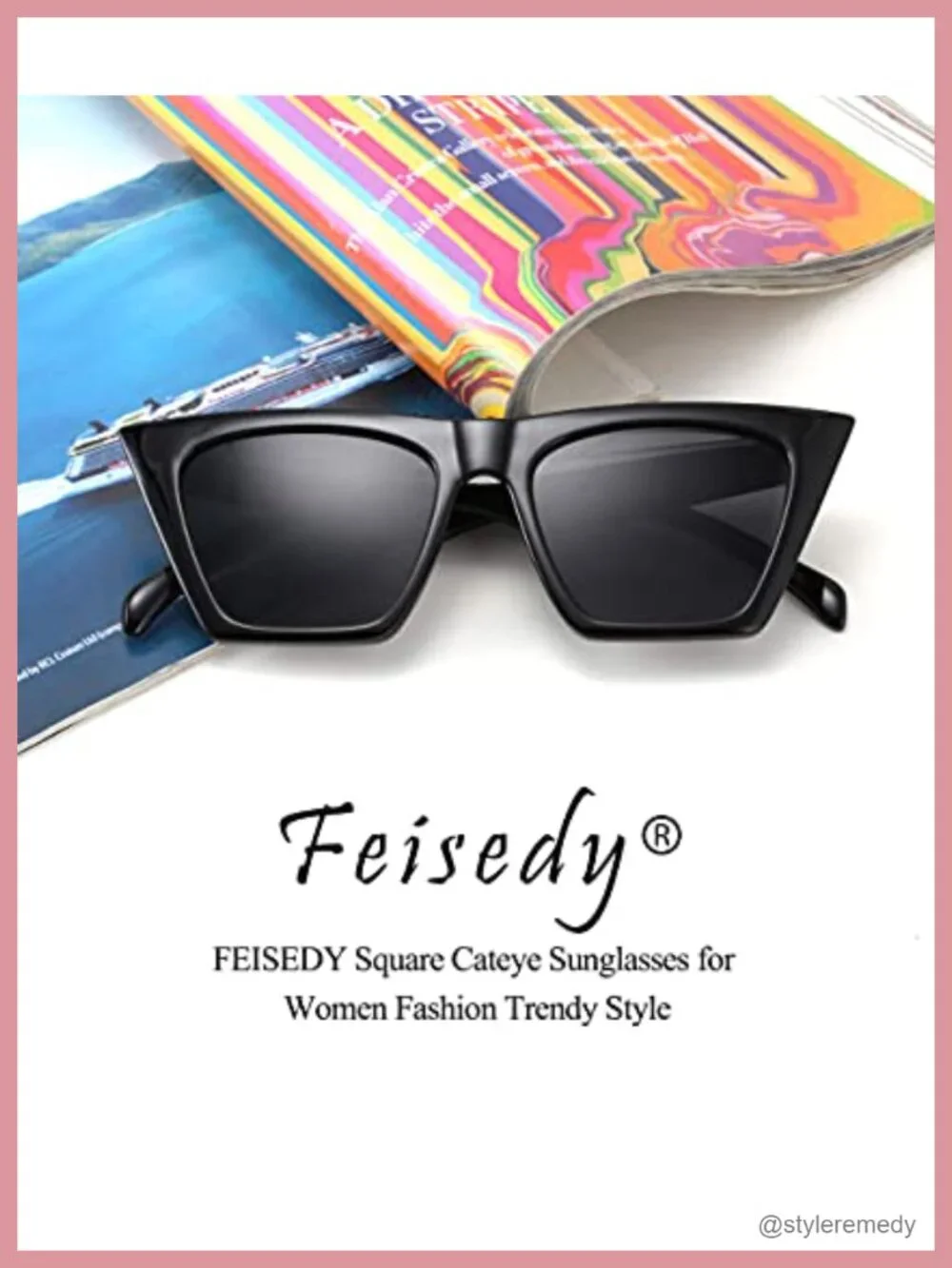 Vintage Square Cat Eye Sunglasses Women Trendy Cateye UV400 Acetate Frame